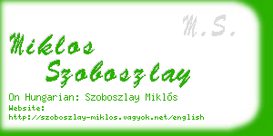 miklos szoboszlay business card