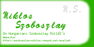 miklos szoboszlay business card